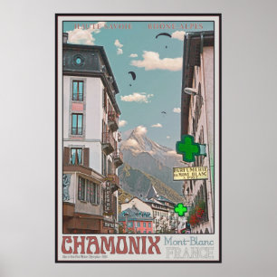Dorf von Chamonix (weiß) Poster