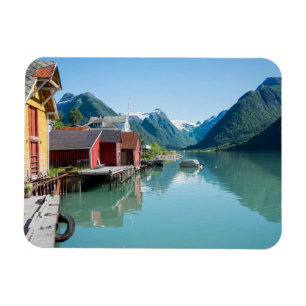 Dorf von Fjærland und von Fjordrechteckmagneten Magnet