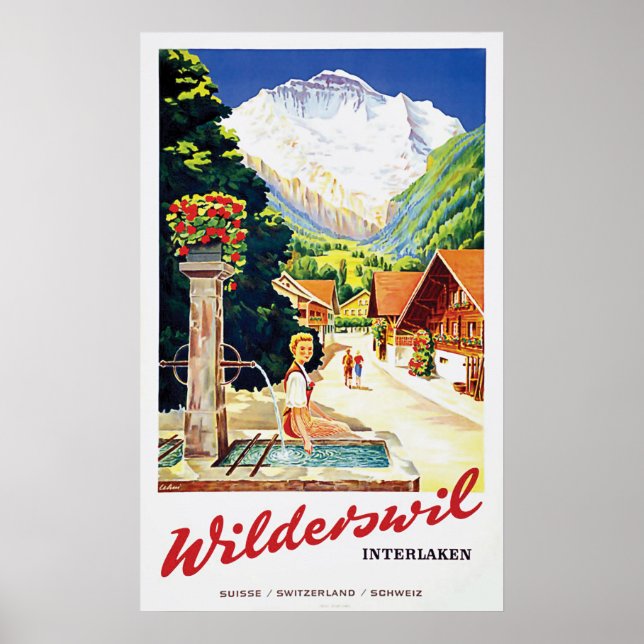 Dorf Wilderswil, Interlaken, Schweiz Poster (Vorne)
