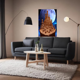 Dörfchen Gingerbrot und Mond   Art der AI Poster