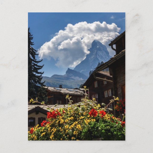 Dorfhäuser Matterhorn und Zermatt, Schweiz Postkarte (Vorderseite)