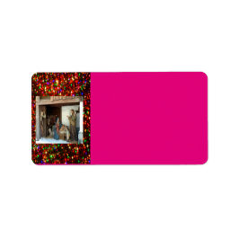 Dorfkrippe unter Canopy mehrfarbige Sterne Adressaufkleber