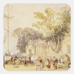 Dorfplatz in der Bucht von Hong Kong, überziehen Quadratischer Aufkleber