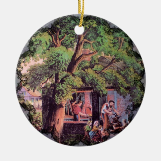 Dorfschmied-Ornament Keramikornament (Vorne)