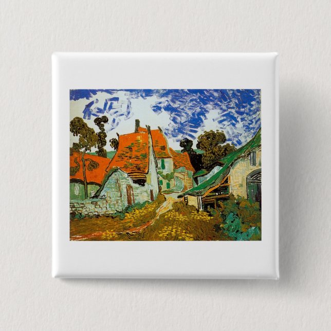 Dorfstraße in Auvers, Vincent van Gogh Button (Vorderseite)