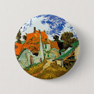 Dorfstraße in Auvers, Vincent van Gogh Button