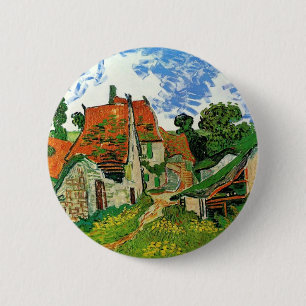 Dorfstraße in Auvers von Vincent Van Gogh Button