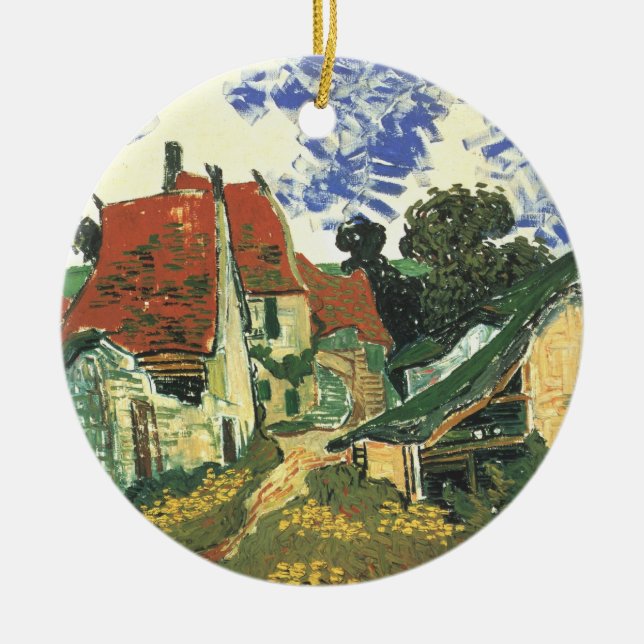 Dorfstraße in Auvers von Vincent van Gogh Keramik Ornament (Vorne)