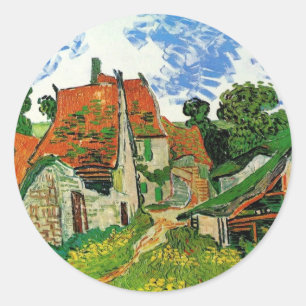 Dorfstraße in Auvers von Vincent Van Gogh Runder Aufkleber