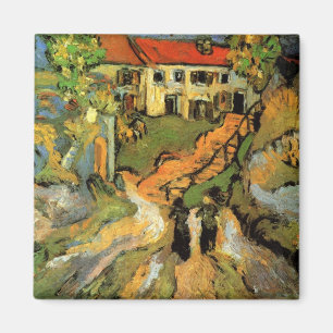 Dorfstraße und Treppen Auvers, Figuren Magnet