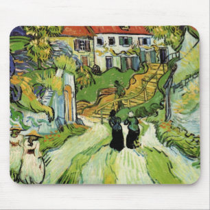 Dorfstraße und Treppen Auvers, Figuren Mousepad