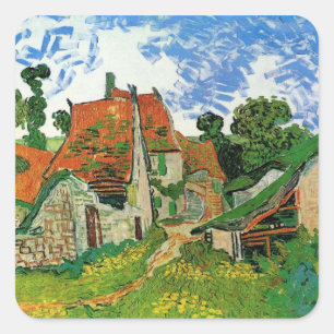 Dorfstraße von Vincent van Gogh Quadratischer Aufkleber