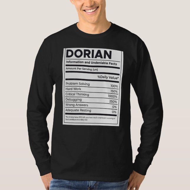 Dorian Nutrition Information Problem lösen T-Shirt (Vorderseite)