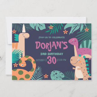 Dorians 3. Geburtstag Dino Bash Einladung