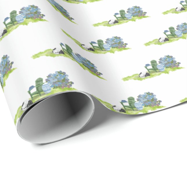 Doris die Hund Sommer Szene Geschenkpapier (Rolleneckpunkt)