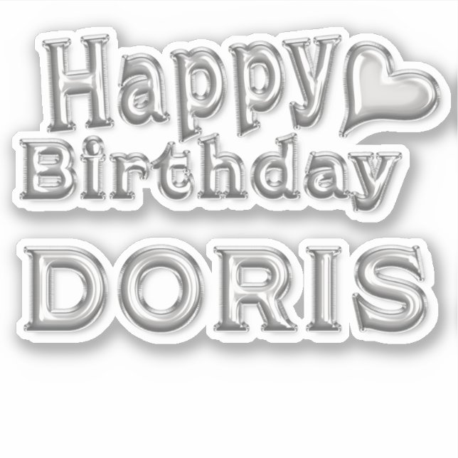 Doris Happy Birthday silver Aufkleber Sticker (Vorderseite)
