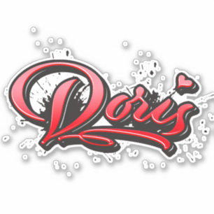 Doris red Heart Graffiti Aufkleber Sticker