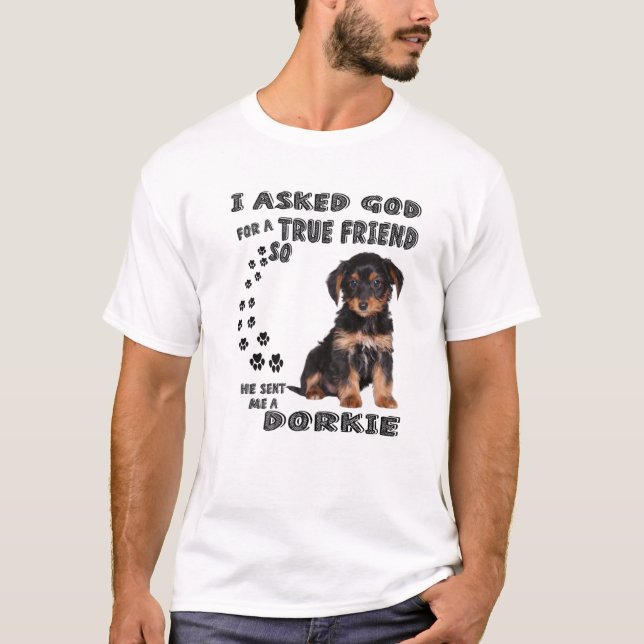 Dorkie Quote Mama, Dackel Yorkie Vater, Niedliche  T-Shirt (Vorderseite)