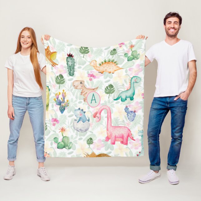 DORKY DINOSAURS Monogram Kids Gfit Boys Girls Fleecedecke (Beispiel)