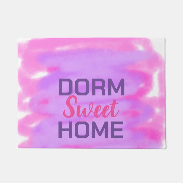 Dorm Swee Dorm Rosa lila Aquarelltext Fußmatte (Vorderseite)