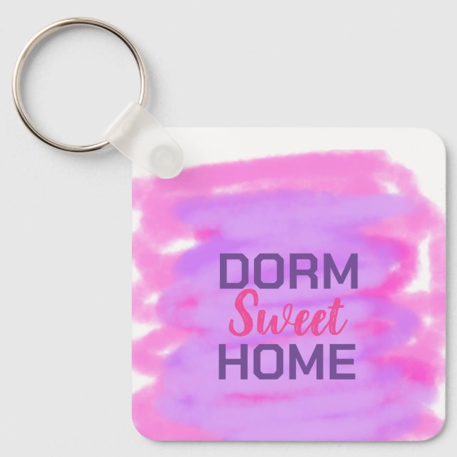 Dorm Swee Dorm Rosa lila Aquarelltext Schlüsselanhänger (Vorderseite)