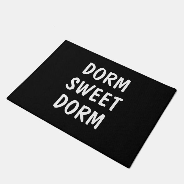 Dorm Sweet Dorm Bold Schwarz-weiß Willkommen Fußmatte (Schrägansicht)