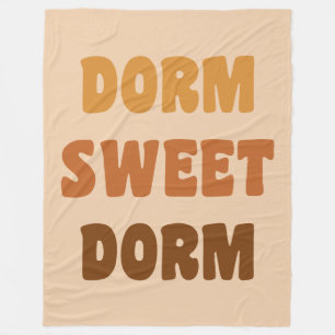 Dorm Sweet Dorm Brown Retro 70er Lettering Fleecedecke