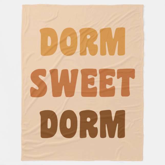 Dorm Sweet Dorm Brown Retro 70er Lettering Fleecedecke (Vorderseite)