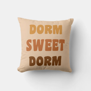 Dorm Sweet Dorm Brown Retro 70er Lettering Kissen