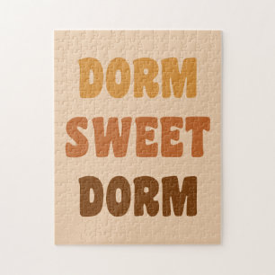 Dorm Sweet Dorm Brown Retro 70er Lettering Puzzle