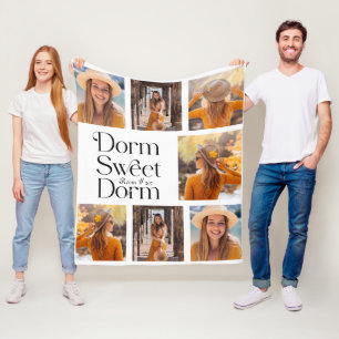 Dorm Sweet Dorm Foto Collage mit Zimmernummer Fleecedecke