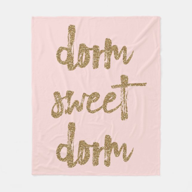 Dorm Sweet Dorm Zimmerdekor Rosa und Gold Fleecedecke (Vorderseite)
