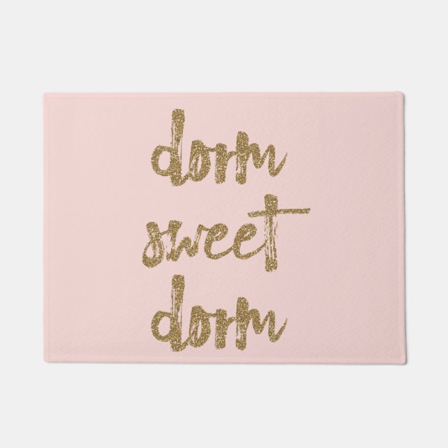 Dorm Sweet Dorm Zimmerdekor Rosa und Gold Fußmatte (Vorderseite)