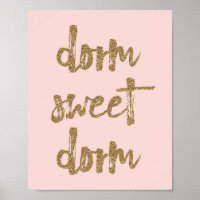 Dorm Sweet Dorm Zimmerdekor Rosa und Gold