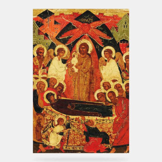 Dormition der Mutter Gottes orthodoxe Ikone Acrylschild (Vorderseite)