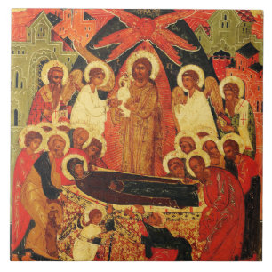 Dormition der Mutter Gottes orthodoxe Ikone Fliese