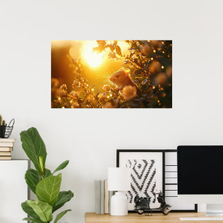 Dormouse in Surrey Hedge Sunrise Poster