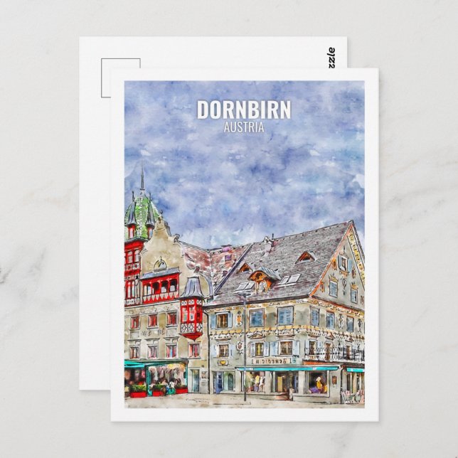 Dornbirn Österreich Berühmte Wasserfarbskizze Postkarte (Vorne/Hinten)