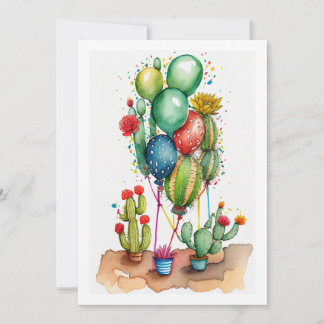 Dornkaktus Geburtstagsballons Einladung