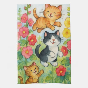 Dornkatzen im Blumengarten Geschirrtuch