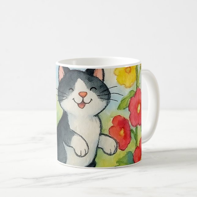 Dornkatzen im Garten einfrieren Kaffeetasse (VorderseiteRechts)