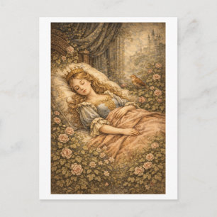 Dornröschen im Vintage-Stil Postkarte