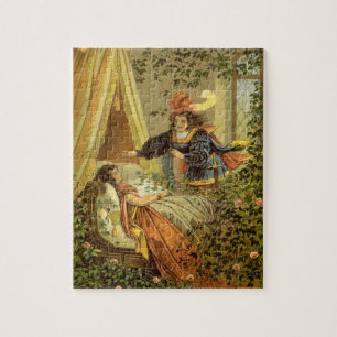 Dornröschen im Vintage-Stil, viktorianische Märche Puzzle