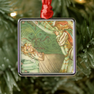 Dornröschen Prinzessin, Vintage Märchen Ornament Aus Metall
