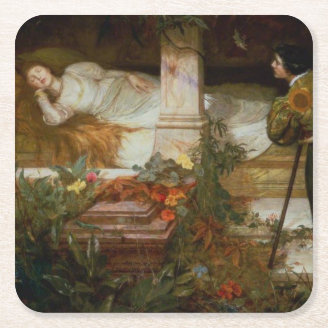 Dornröschen (Schöne Prinzessin aus dem Märchen) Rechteckiger Pappuntersetzer (Vorderseite)