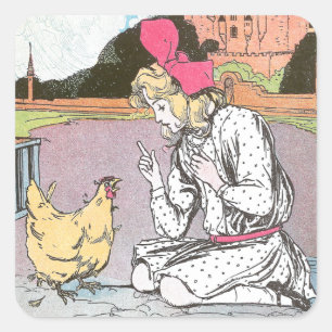 Dorothy befreit das gelbe Huhn Quadratischer Aufkleber