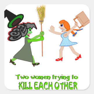 Dorothy, Elphaba und ein Paar Schuhe Quadratischer Aufkleber