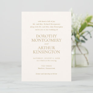 Dorothy Ivory and Gold Elegante Wedding Einladung