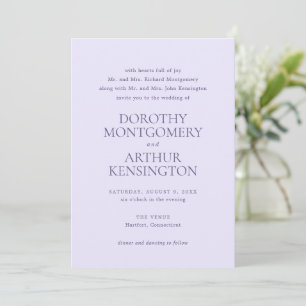 Dorothy Lilac Elegant Wedding Einladung