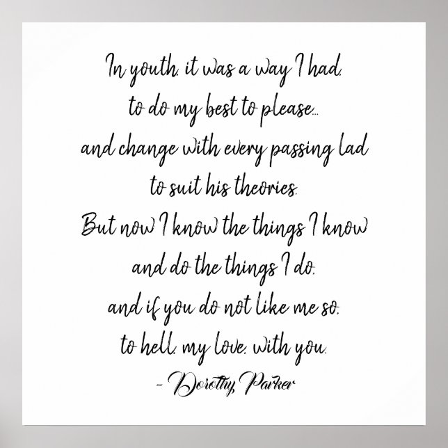 Dorothy Parker Quotation Poster (Vorne)
